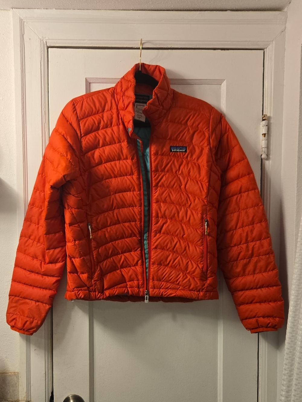 Patagonia Women's Small Red/ Orange Quilted Down Puffer Jacket EUC